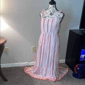 Staccato Pink and White Striped Maxi Dress
